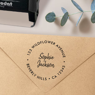 Moderne Handschrift   Einfache runde Rücksendeadre Permastempel