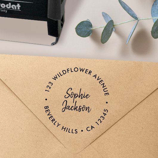 Moderne Handschrift | Einfache runde Rücksendeadre Permastempel