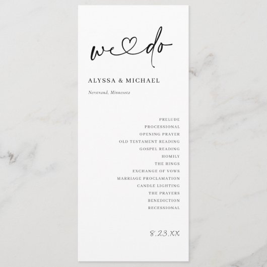 Moderne Handschrift Einfaches Herz machen wir Hoch Programm (Vorderseite)