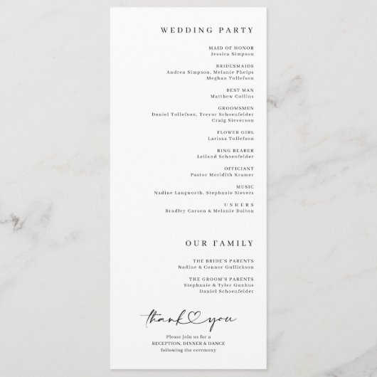 Moderne Handschrift Einfaches Herz machen wir Hoch Programm (Rückseite)