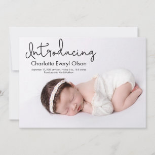 Moderne Handschrift Einführung in Foto Baby Girl Ankündigung