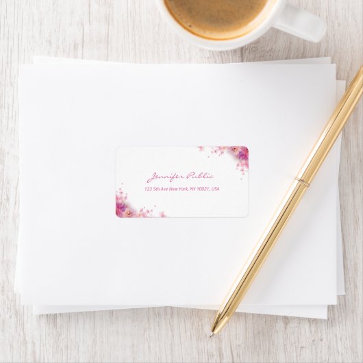 Moderne Handschrift Elegante Aquarellfarben Rose B Adressaufkleber (Insitu)