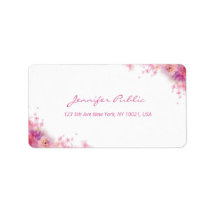 Moderne Handschrift Elegante Aquarellfarben Rose B Adressaufkleber