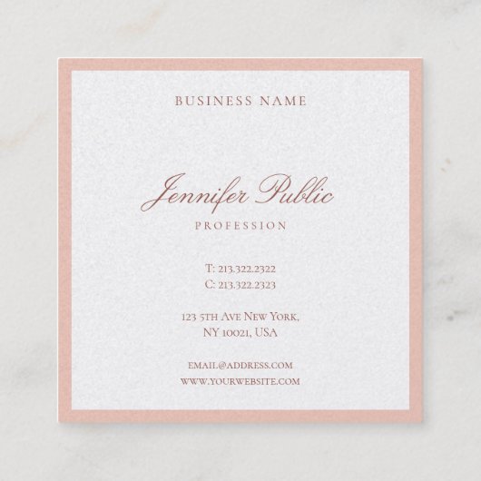 Moderne Handschrift Elegante Vorlage Pearl Finish Quadratische Visitenkarte (Rückseite)