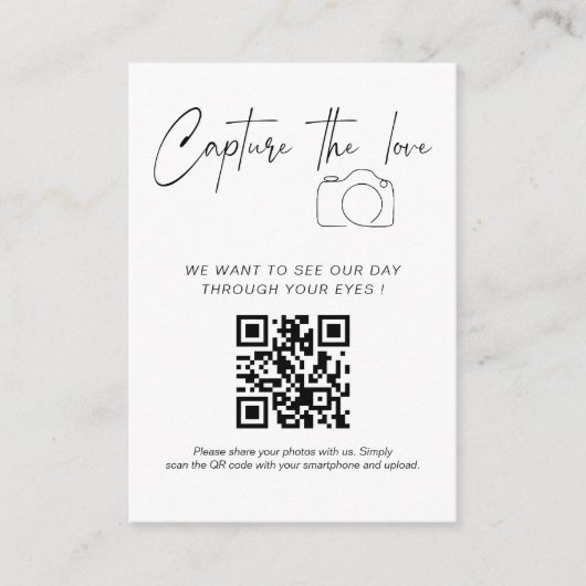 Moderne Handschrift erfassen den QR-Code der Liebe Begleitkarte (Vorderseite)