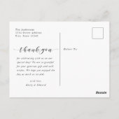 Moderne Handschrift-Foto-Hochzeit Danke Postkarte (Rückseite)