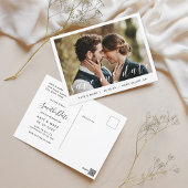 Moderne Handschrift Foto Hochzeit Rettete unser Da Postkarte