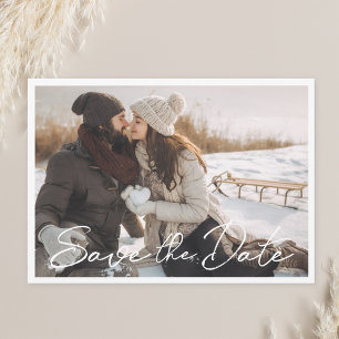 Moderne Handschrift-Foto-Hochzeit - Termin vormerk Save The Date