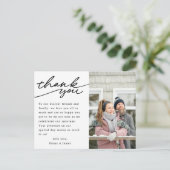 Moderne Handschrift Foto Hochzeit Vielen Dank Postkarte (Stehend Vorderseite)