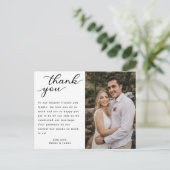 Moderne Handschrift Foto Hochzeit Vielen Dank Postkarte (Stehend Vorderseite)