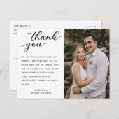 Moderne Handschrift Foto Hochzeit Vielen Dank Postkarte (Vorne/Hinten)