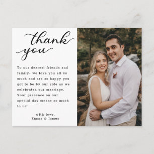 Moderne Handschrift Foto Hochzeit Vielen Dank Postkarte