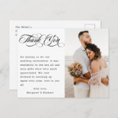 Moderne Handschrift Foto Hochzeit Vielen Dank Postkarte (Vorne/Hinten)
