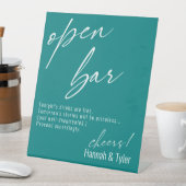 Moderne Handschrift Funny Aquamarin Open Bar Sockelschild (In Situ)