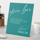 Moderne Handschrift Funny Open Bar Aquamarin Sockelschild (In Situ)