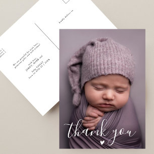 Moderne Handschrift für Foto Babydusche Postkarte