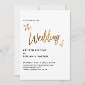 Moderne Handschrift Gold Hochzeit Einladung (Vorderseite)