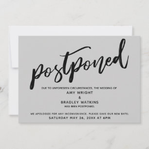 Moderne Handschrift Graue verspätete Hochzeitskart Einladung