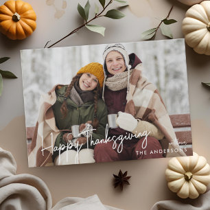 Moderne Handschrift Happy Thanksgiving Foto Feiertagskarte
