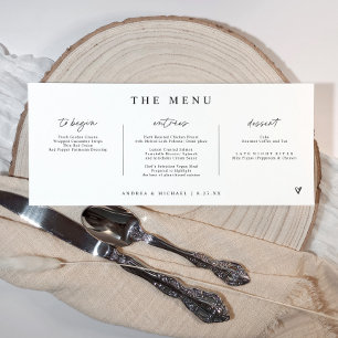 Moderne Handschrift Herz Horizontale Hochzeit Menükarte