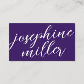 Moderne Handschrift lila | Benutzerdefinierte Farb Visitenkarte (Vorderseite)