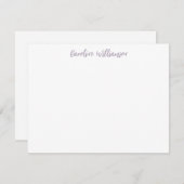 Moderne Handschrift Lilac Personalisiert Stationer Mitteilungskarte (Vorne/Hinten)