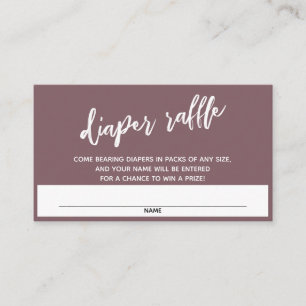 Moderne Handschrift Mauve Pink Windel-Raffle-Ticke Begleitkarte