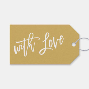MODERNE HANDSCHRIFT mit Liebe goldweiße Schrift Geschenkanhänger