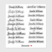 Moderne Handschrift Name (18 Stile) - Schwarz Aufkleber (Blatt)