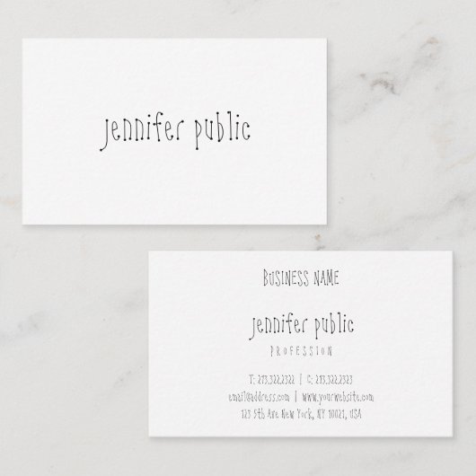 Moderne Handschrift Name Text Template Chic Visitenkarte (Vorne/Hinten)