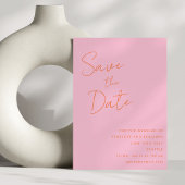 Moderne Handschrift Rosa Orange Wedding Elegant Save The Date