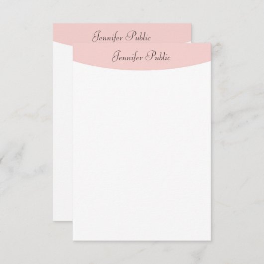Moderne Handschrift Rosa Rosa Weiß Elegant Mitteilungskarte (Vorne/Hinten)