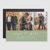 Moderne Handschrift Save the Date Sage Green Magnetkarte (Vorne/Hinten)