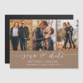 Moderne Handschrift Save the Date Tan Magnetkarte (Vorne/Hinten)