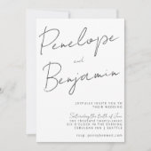 Moderne Handschrift Schwarz-weiß Hochzeit Einladung (Vorderseite)