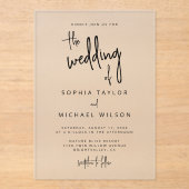 Moderne Handschrift Schwarz-weiße Hochzeit Acryleinladungen (Vorderseite)