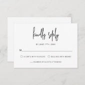 Moderne Handschrift Schwarz-weiße Hochzeit RSVP Karte (Vorne/Hinten)