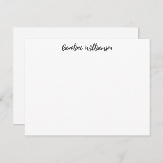 Moderne Handschrift Schwarze Personalisiert Statio Mitteilungskarte (Vorne/Hinten)