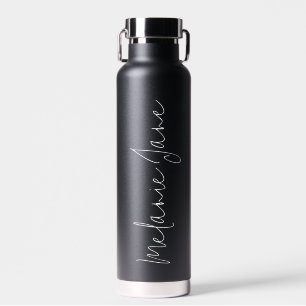 Moderne Handschrift Schwarzes Hochzeits-Wasserflas Trinkflasche