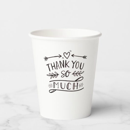 Moderne Handschrift Skript Vielen Dank Papier Cups Pappbecher (Rückseite)