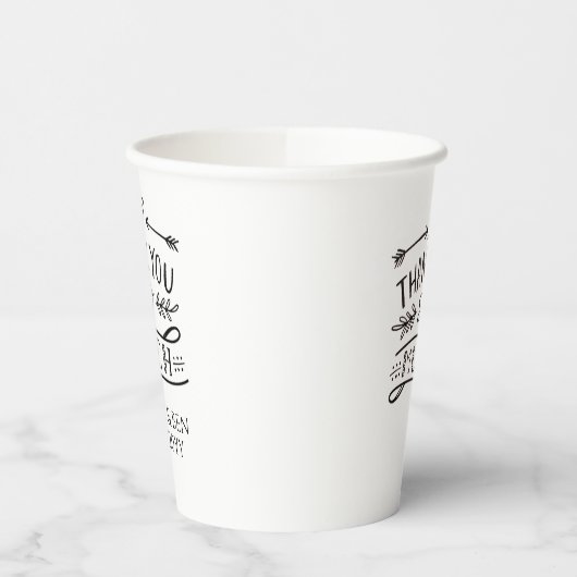 Moderne Handschrift Skript Vielen Dank Papier Cups Pappbecher (Links)