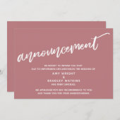 Moderne Handschrift storniert Hochzeit-Dusty-Rose Einladung (Vorne/Hinten)