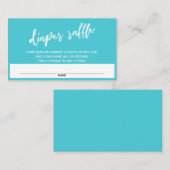 Moderne Handschrift Türkis-Windeln Raffelschein Begleitkarte (Vorne/Hinten)