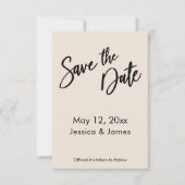 Moderne Handschrift Typografie Einfache Creme Save The Date (Vorderseite)