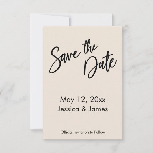 Moderne Handschrift Typografie Einfache Creme Save The Date (Vorderseite)