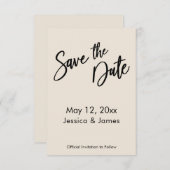 Moderne Handschrift Typografie Einfache Creme Save The Date (Vorne/Hinten)