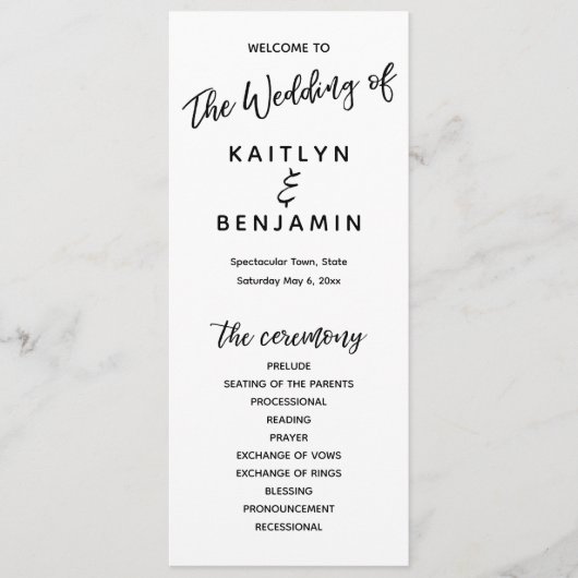 Moderne Handschrift Typografie Simple White Programm (Vorderseite)