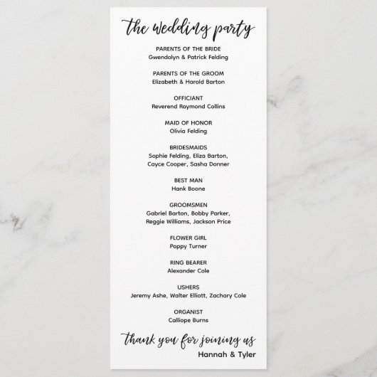 Moderne Handschrift Typografie Simple White Programm (Rückseite)