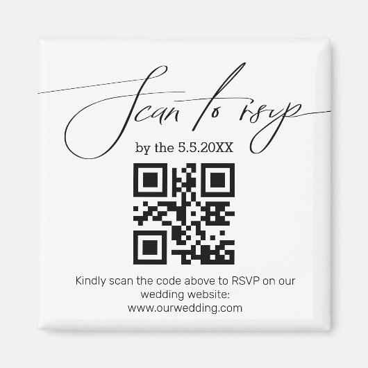 moderne Handschrift uAwg qr Code Hochzeit Magnet (Vorne)