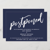 Moderne Handschrift verzögert Hochzeit Navy Blue Einladung (Vorne/Hinten)
